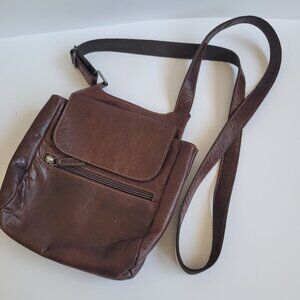 Jack Georges Purse Women's Brown Leather Voyager Slim Crossbody Bag Small Purse
